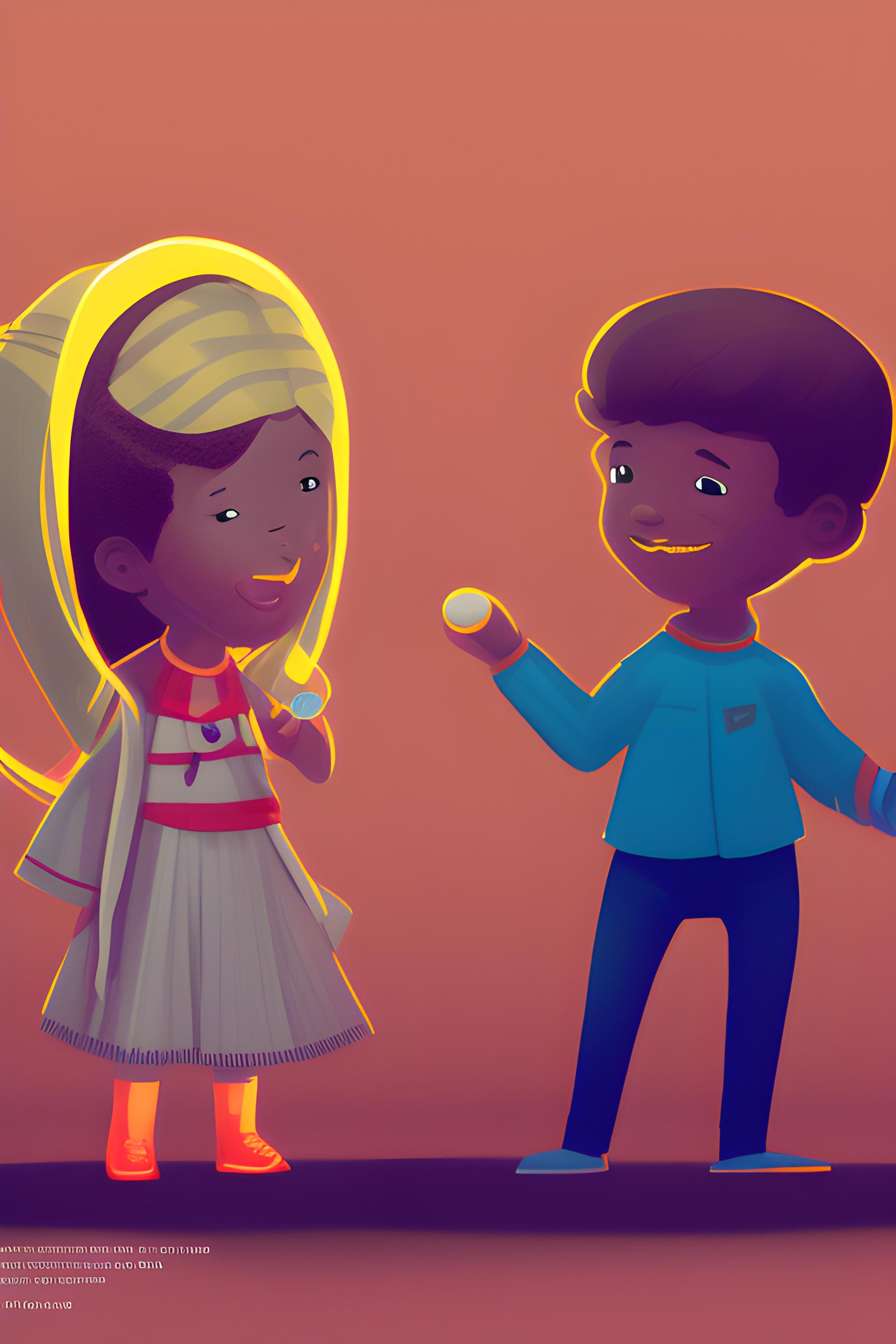 uma menina loira e um menino de cabelo cacheado relativamente grande, os dois sao um casal, o menin…